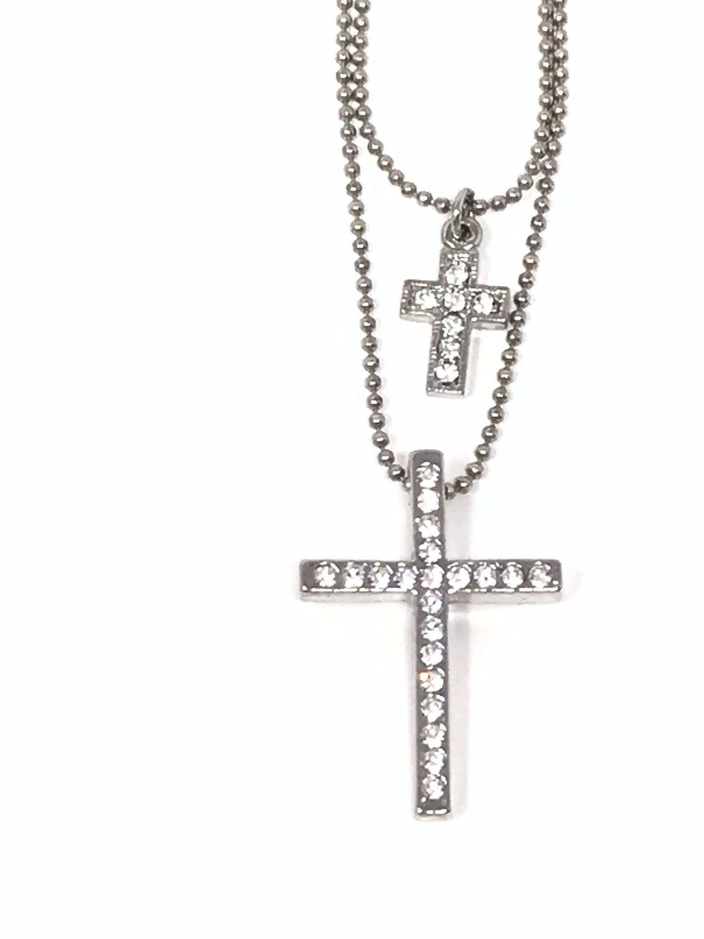 NEW Cookie Lee Double Crystal Cross Necklace