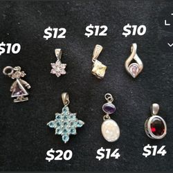Vintage Sterling Silver/Stone Pendants ($10-20 Each)