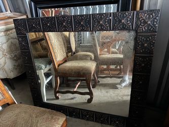 Large Black Oak Framed Wall Mirror