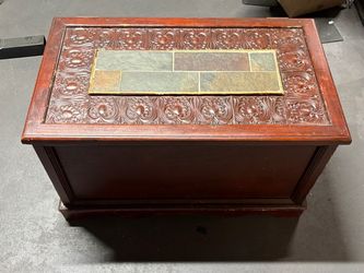 Wooden Storage Chest with Slate Tile Top