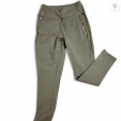 Olive Green High-Waisted Tummy Control Leggings with Zipper Pockets Women's M