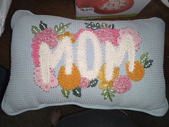 Mom embroidered throw pillow