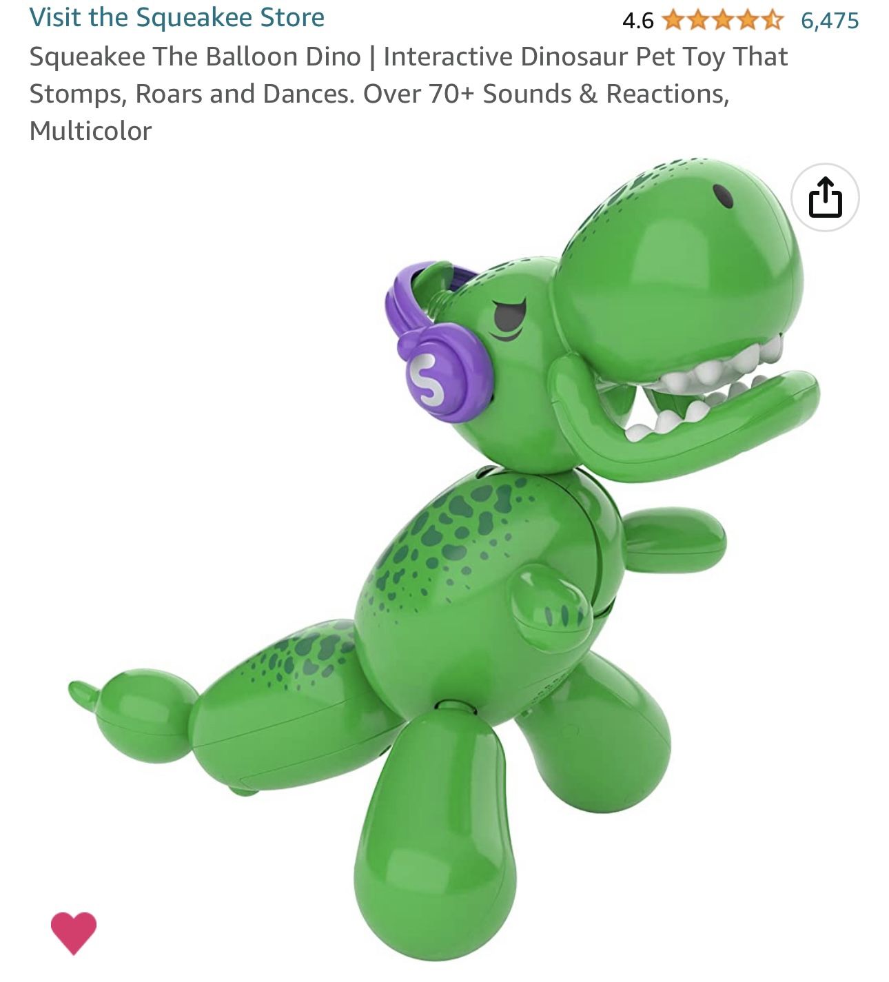 Squeakee The Balloon Dino | Interactive Dinosaur Pet Toy