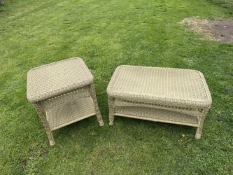 Outdoor Wicker Table And End Table 