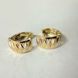 14K Gold 2-Tone Hoop Earrings