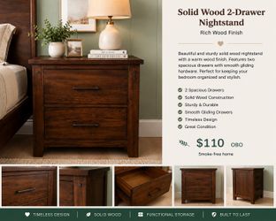 🤎 Beautiful Solid Wood Nightstand with Outlet Station 🤎