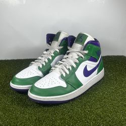 Nike Air Jordan 1 Mid Incredible Hulk Green Court Purple 554724-300 Men’s Size 9