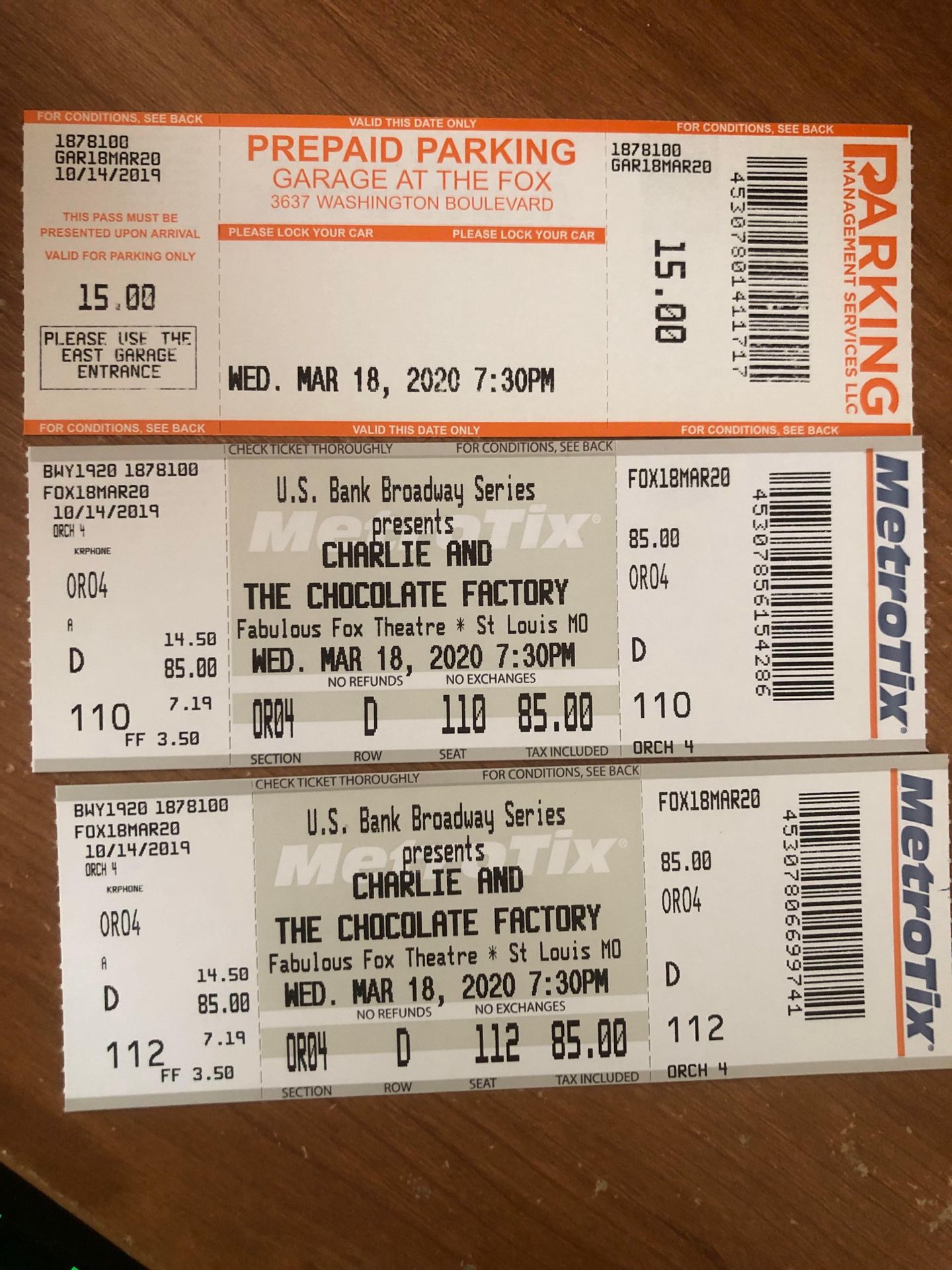 Charlie and the Chocolate Factory musical tickets with parking