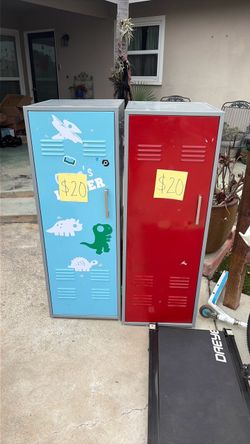 Two lockers one red one blue. 4 feet tall. Two lockers one red one blue. 4 feet tall.