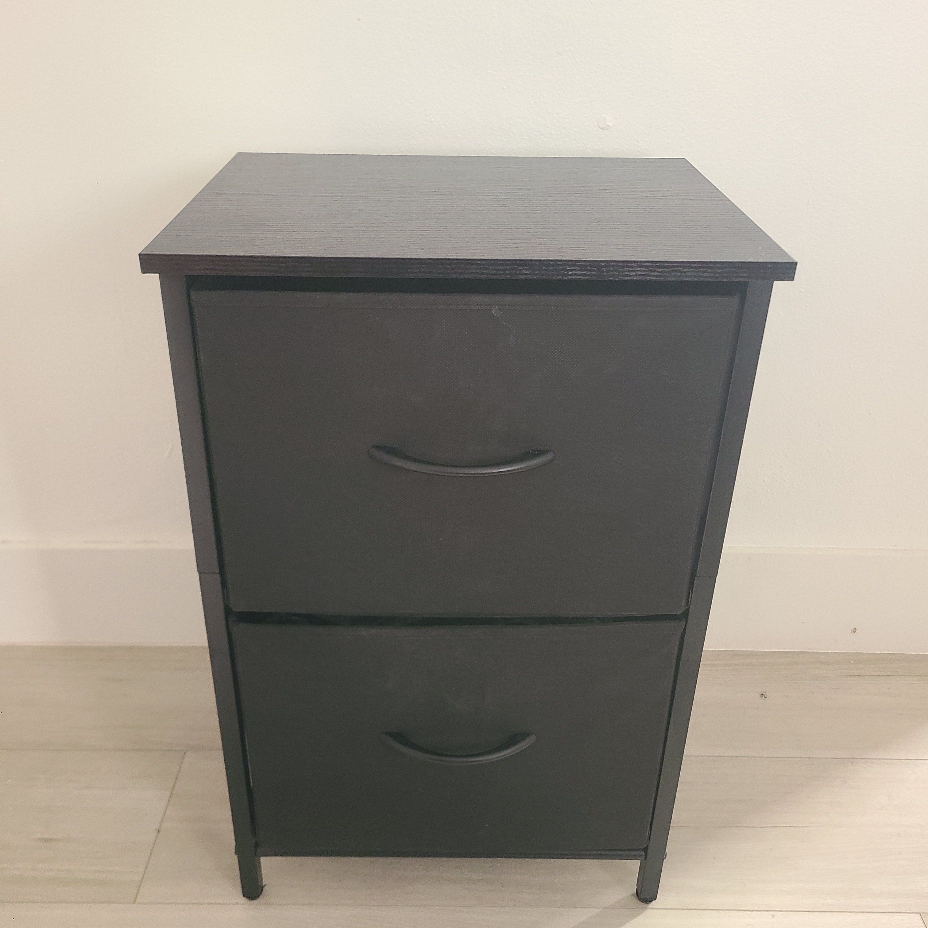 2 - Black Wood 2-Drawer Storage Cabinet