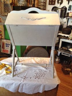Vintage Sewing / Knitting Cabinet, Hand Painted, Chippy Look, Shabby Chic
