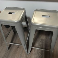 29” Grey Metal Bar Stools