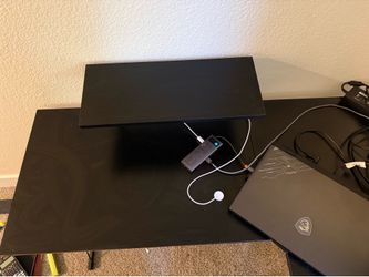 Black L-Shaped Work Desk / Computer Desk with Shelf