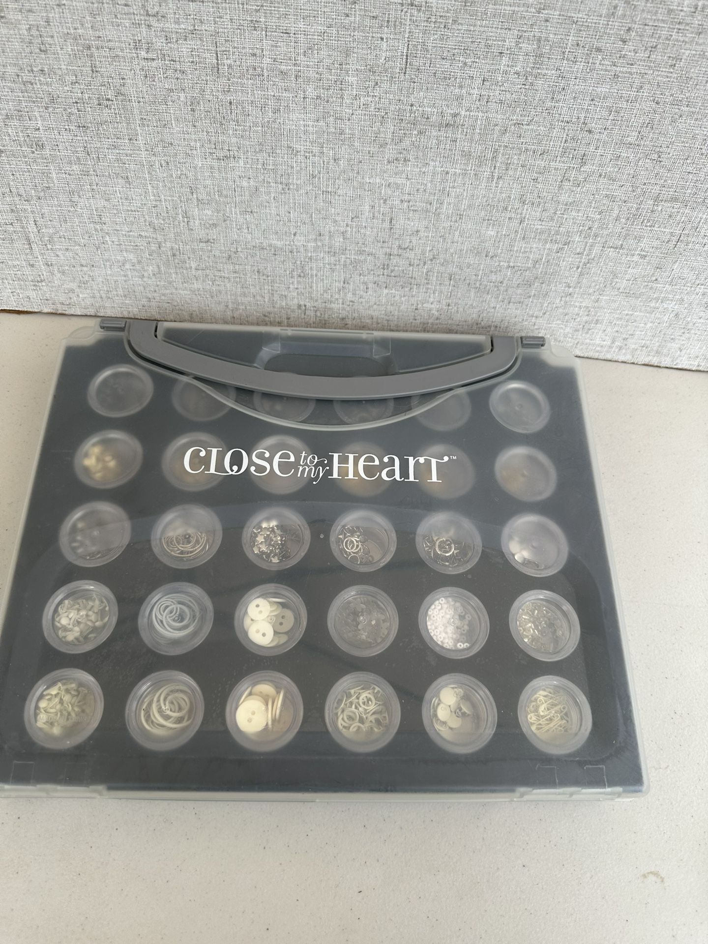 Close To My Heart Embellishments Storage Case 60 Filled Jars with Embellishments