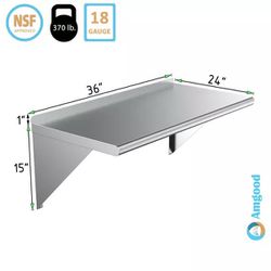 New in box 24" X 36" STAINLESS STEEL WALL MOUNT SHELF