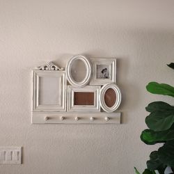 Multi Picture Photo Wall Decor With Knobs To Hang Coats Or Purses