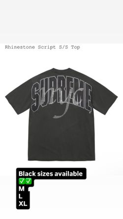 Supreme SS26’ week 16 Sizes M, L, XL Rhinestone Script S/S Top Black