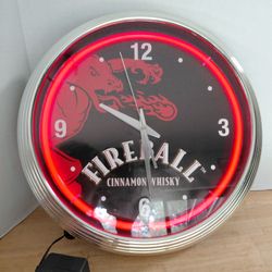 New in open box Fireball whiskey neon light clock bar man cave
