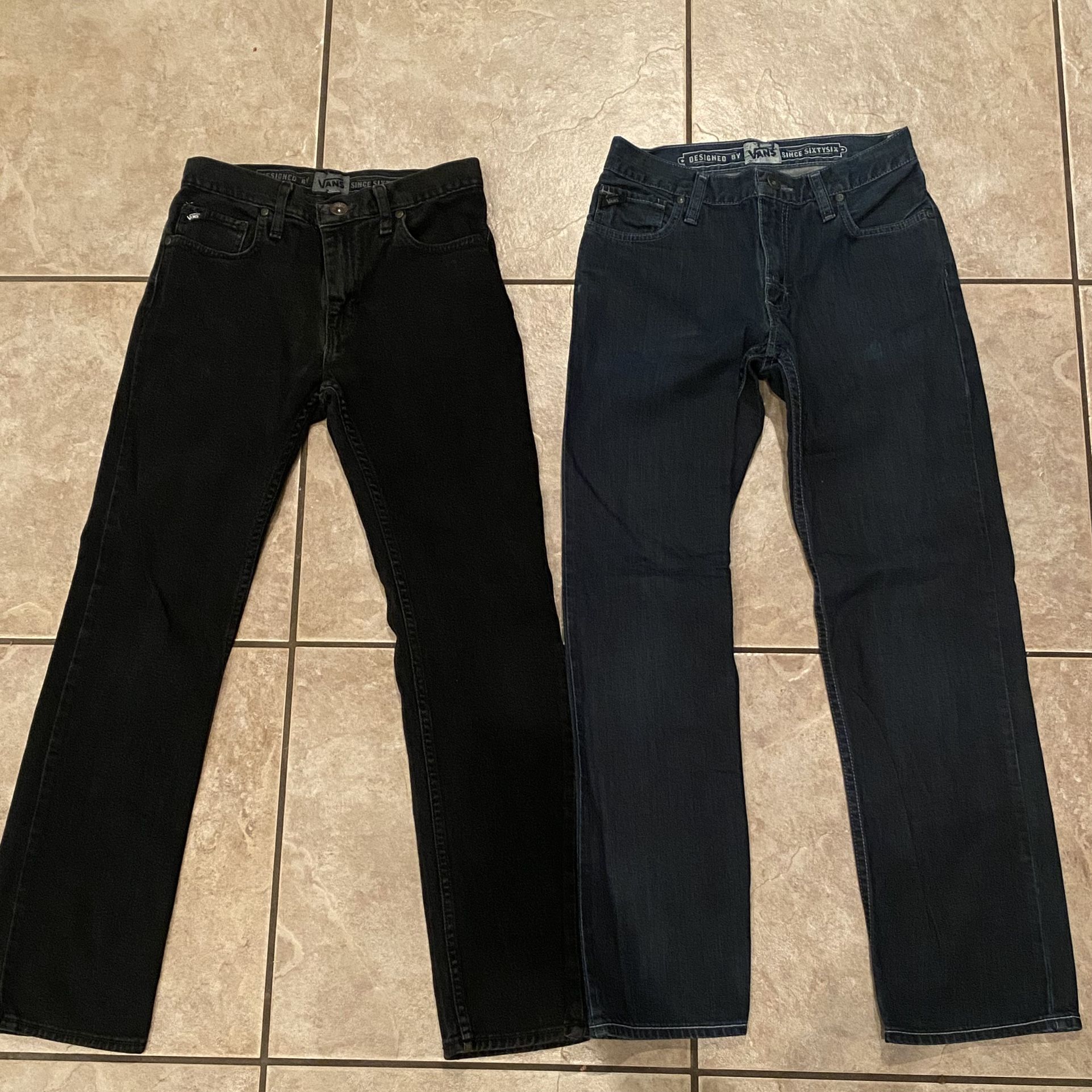 x2 Boys Vans Blue & Black Jeans Pants Size 18