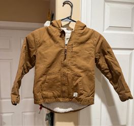Boy Canvas Zip-Up Jacket with Sherpa Lining
