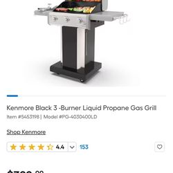 Kenmore 3 Burner Propane Gas Grill
