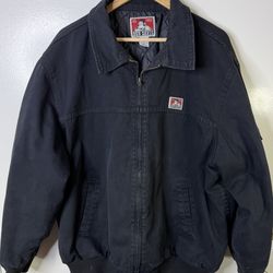 Vintage Ben Davis Jacket 3XL Workwear Zip Black Quilted Lined