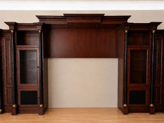 Luxury Solid Wood Entertainment Center Wall Unit – 162" Wide - Must Go - OBO