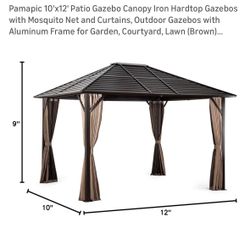 Heavy Duty Iron Hard Top Outdoor  Gazebo 