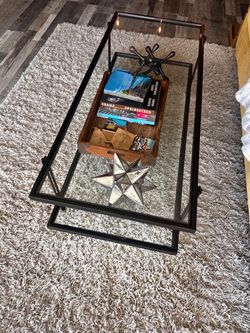 West Elm Shadow Box Coffee Table (Glass Top)