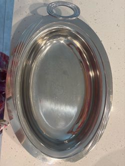 Large stainless steel serving tray