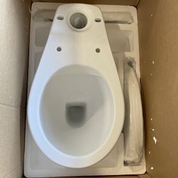 MaceratingFlo Compact Rear Outlet Toilet White 2-Piece 16.5 in. Round Bowl & 1.6 GPF Single Flush, 7" Rough-In, Two Extension Pipes