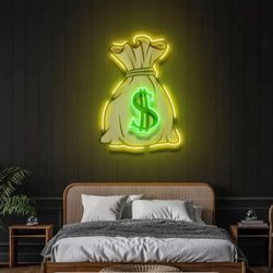 1pc Neon Sign Money Bag Neon Signs For Wall Decor - Led Neon Sign Money Light Neon Money 