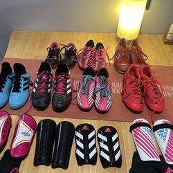 Girls Soccer Cleats and Shin Gaurds