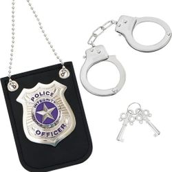 Realistic Police Badge & Handcuff and keys
