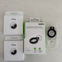 Set of 2 Apple AirTags and 2 Belkin Key Ring Holders