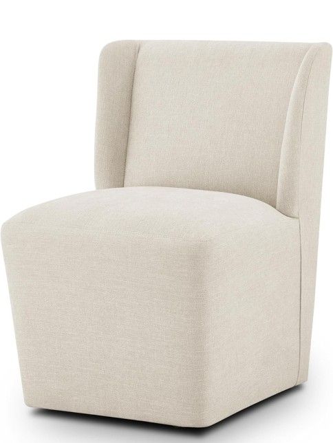 Upholstered Dining Chair with Casters Wingback Modern Side Armless Deskchair