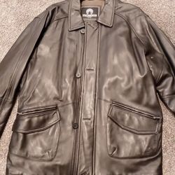Men's New Weatherproof Black Soft Leather Coat Sz Med