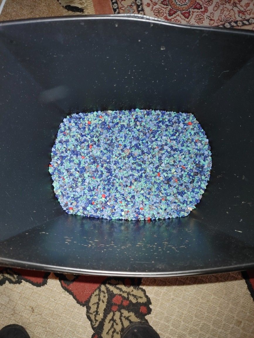 Blue Fish Tank Gravel Mixed With A Little Red