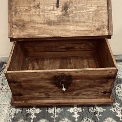 New Wood Storage Trunk Chest w/Key 32” W tronco de madera 🚚 extra