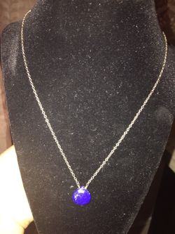 925 Silver necklace with Blue Charm $15