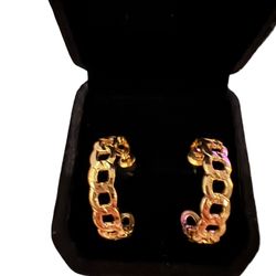Chain Link Earrings - “C” Shaped - Gold Filled 