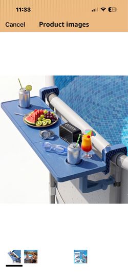 Brand New Adjustable Poolside Table W/Cup Holder for Above Ground Pools