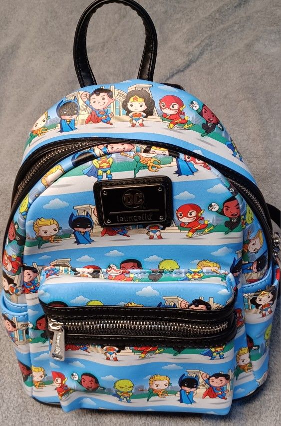DC Characters Loungefly Backpack Flash Batman Superman Like New