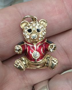 Swarovski Enameled Teddy Bear 🧸 Charm Pendant 1 Inch 