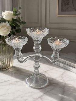 Elegant Crystal 3-Arm Candelabra Candle Holder – Vintage Style Decor