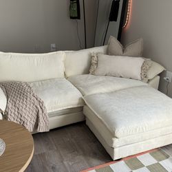 Sofa Beige/off White Styled Modular Sectional, Sofa in off White with Ottoman