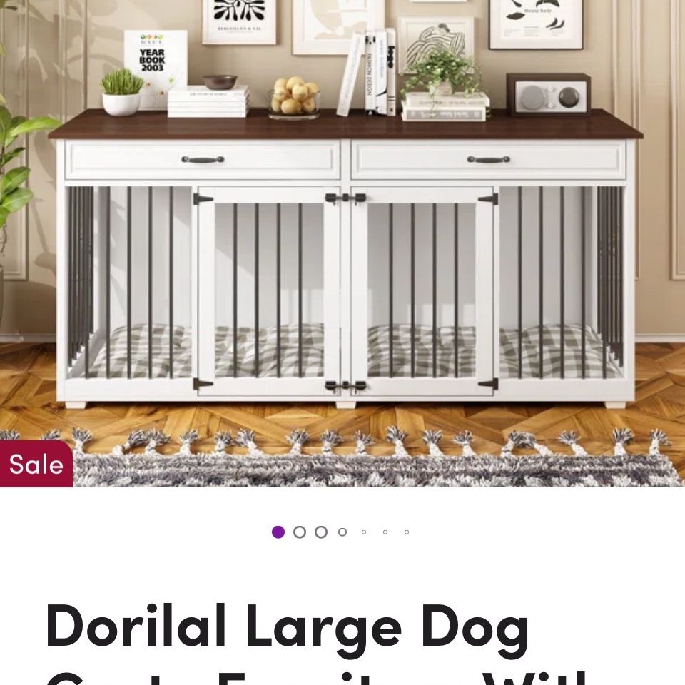 Large Dog Crate With Two Drawers  And Divider
