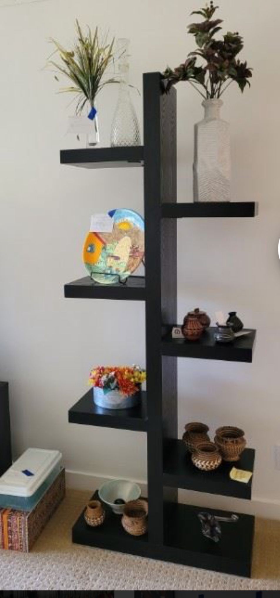 Tree Shaped Asymmetrical Bookcase Book Shelf Black