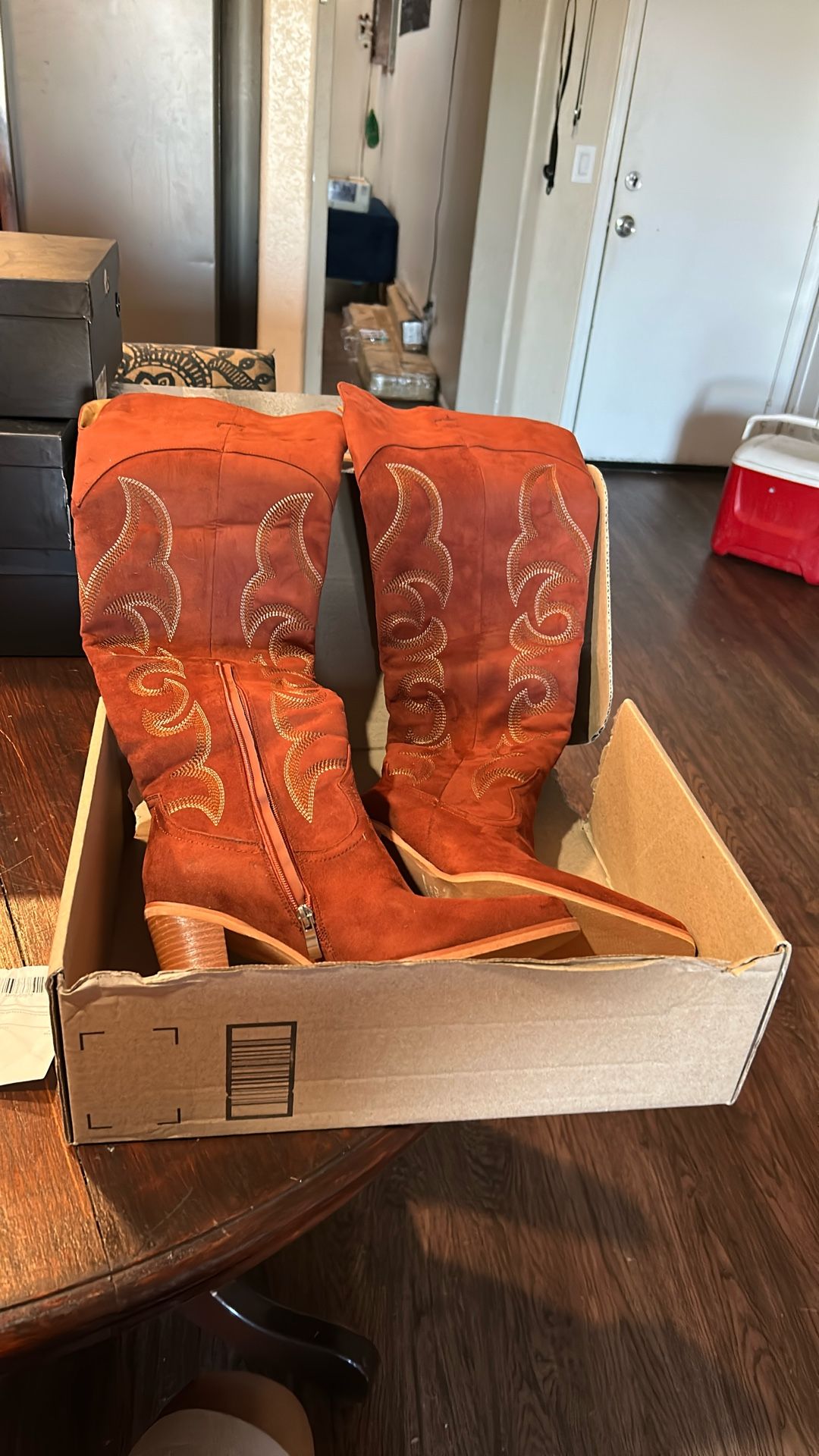 ISNOM 8.5 Thigh High Cowboy Cowgirl Boots for Women, Over the Knee Western Boots...