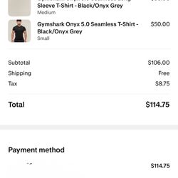 Gymshark Onyx Black/Onyx Grey Size Small